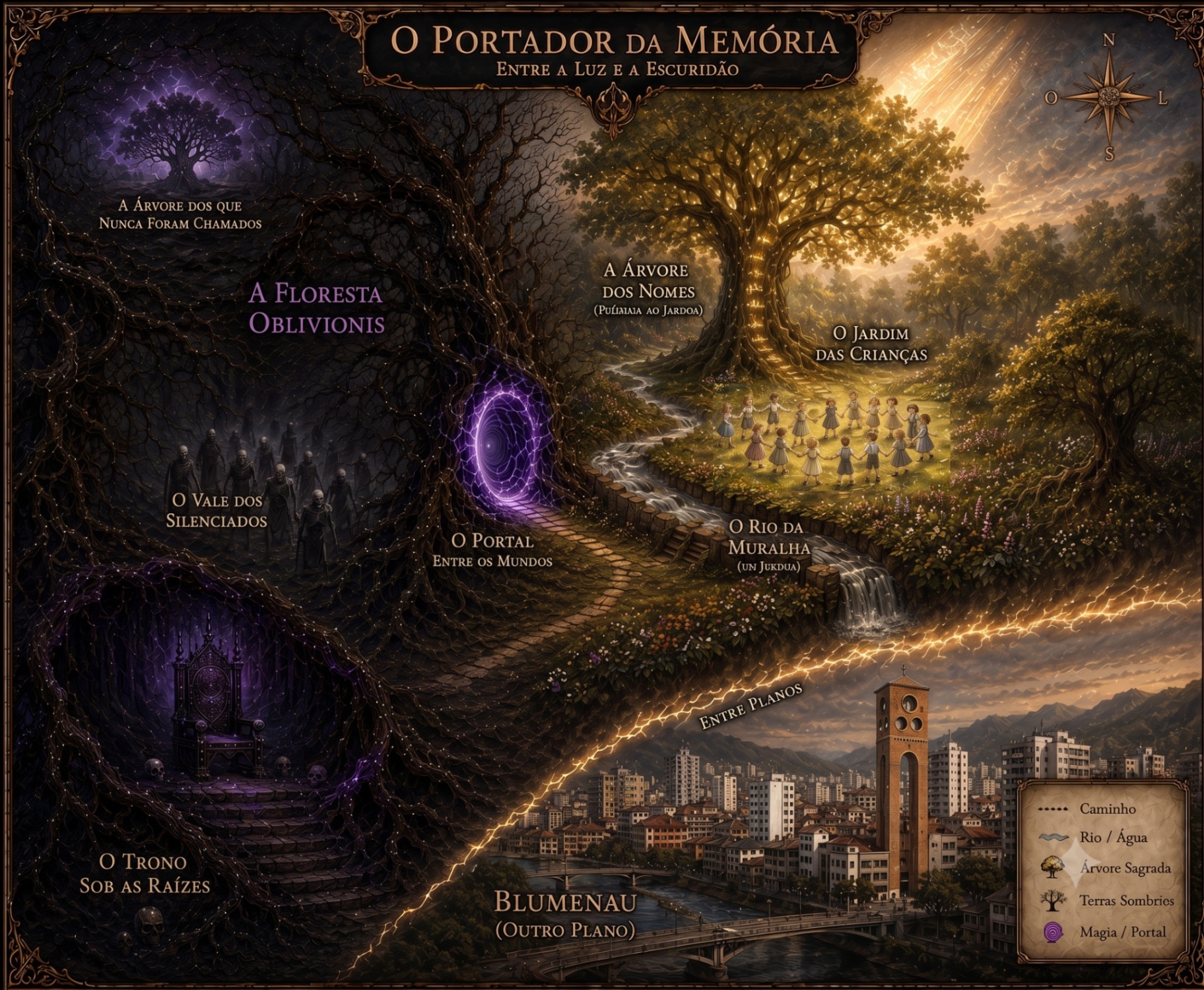 Mapa ilustrado de O Portador da Memória.